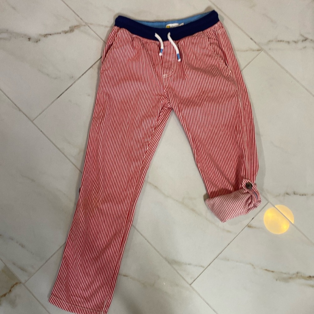 Boys Mini Boden adjustable length striped pants